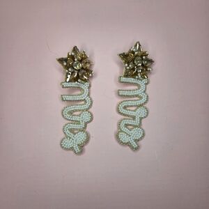 Gold and White Mrs Earrings